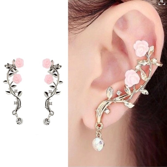 Jewelry - !!LAST PAIR!! Rose Ear Cuff Earring Climber Pair